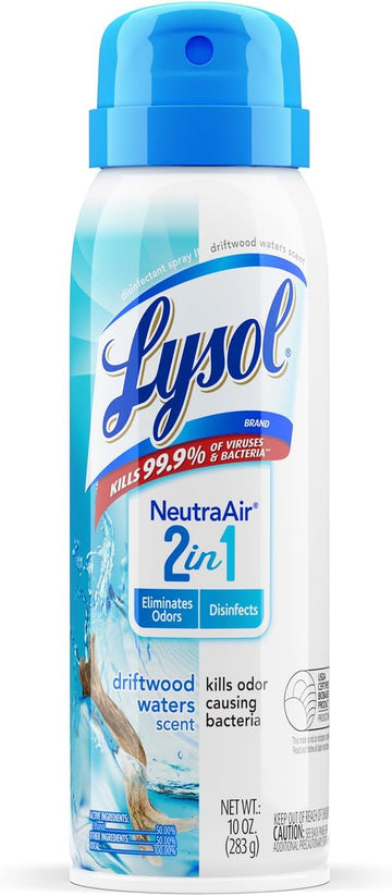 Lysol Neutraair Disinfectant Spray, 2 In 1: Eliminates Odors And Disinfects, Air Freshener & Disinfecting Spray, Driftwood Waters, 10 Fl Oz