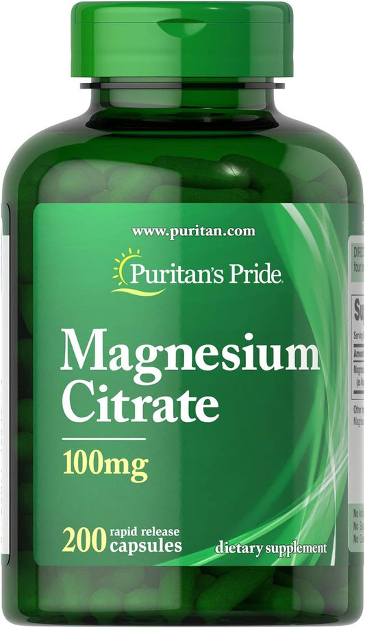 Puritan's Pride Magnesium Citrate 100 mg,Supports a Calm, Relaxed Mood, 200 Count : Health & Household