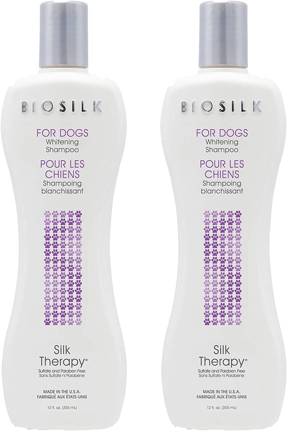 BioSilk for Dogs Silk Therapy Whitening Shampoo | Best Brightening Dog Shampoo for White Dogs to Keep A Clean, White Coat, 12 Oz Shampoo Bottle for All Dogs, Pack of 2
