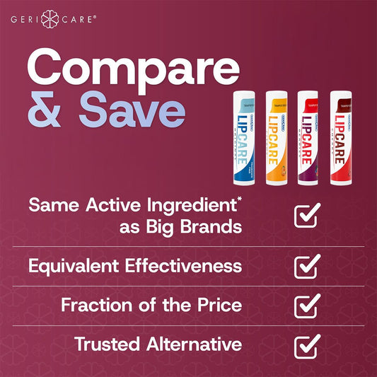 Gericare Lip Balms – Hydrating And Nourishing Lip Moisturizers For Dry, Cracked Lips – Long-Lasting, Travel-Friendly Lip Care, Set Of 4 (Original, Citrus, Berries, And Cherry) 4.2 G Each