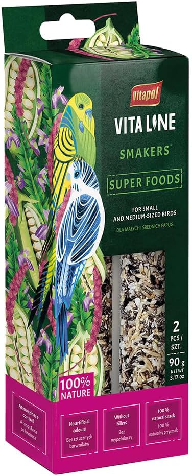 Vitapol Vitaline Twinpack Smaker Small Parrot Treat Stick Grass Seeds Case of 5 :Pet Supplies