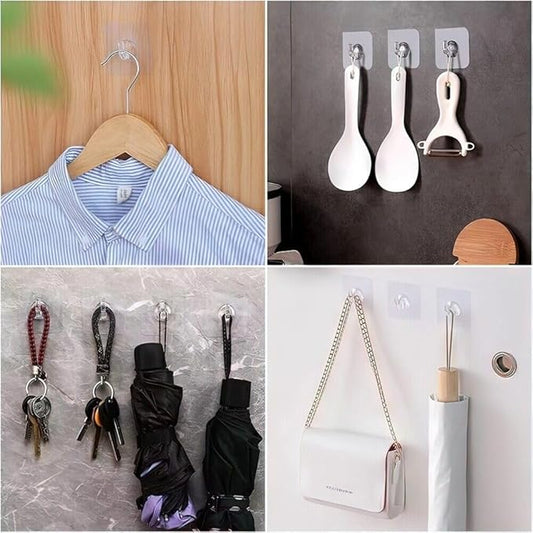 Horn Hook-Waterproof & Rustproof Self-Adhesive Wall Hooks | Heavy-Duty Horn Hooks for Kitchen, Bathroom, Home, and Office (Pack of 6)