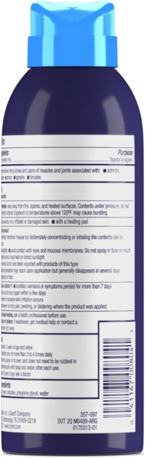 Icy Hot Pro Pain Relief Dry Spray 4-Oz. Bottle, Quick Drying Formula With Menthol & Camphor