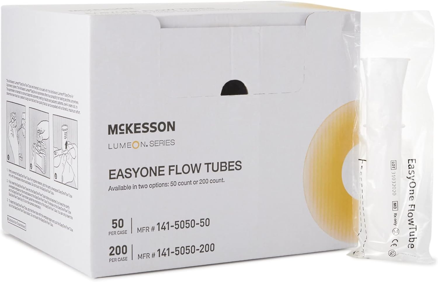 McKesson LUMEON Flow Tube - Disposable Mouthpiece, Non-Sterile Plastic Mouthpiece for Air Spirometry System, One Size, 200 Count
