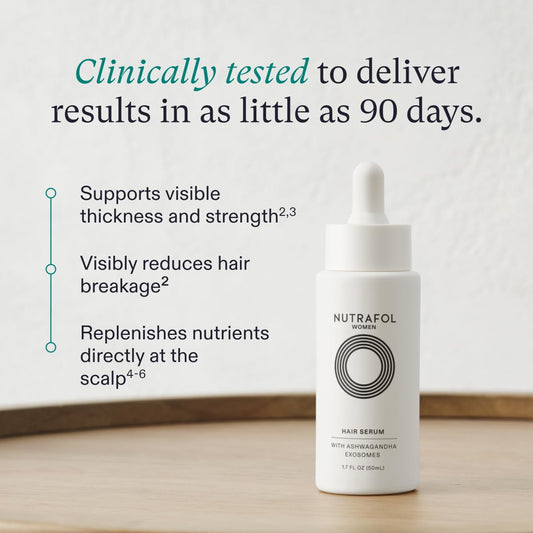 Nutrafol Women'S Hair Serum, Supports Visibly Thicker And Stronger Hair, Vegan, Lightweight And Fast-Absorbing