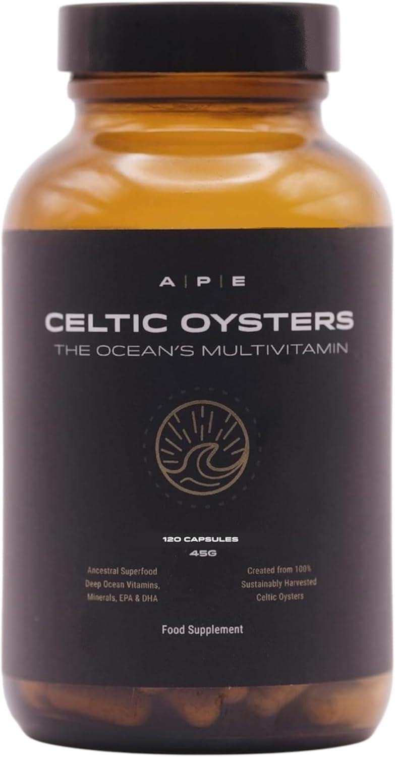 Ape Nutrition Celtic Oyster Capsules - Copper Zinc Iodine Selenium B12, Dha & Epa, Natural Multivitamin, Ancestral Supplement Uk, Sustainably Harvested, Oyster Extract, 300Mg Capsules
