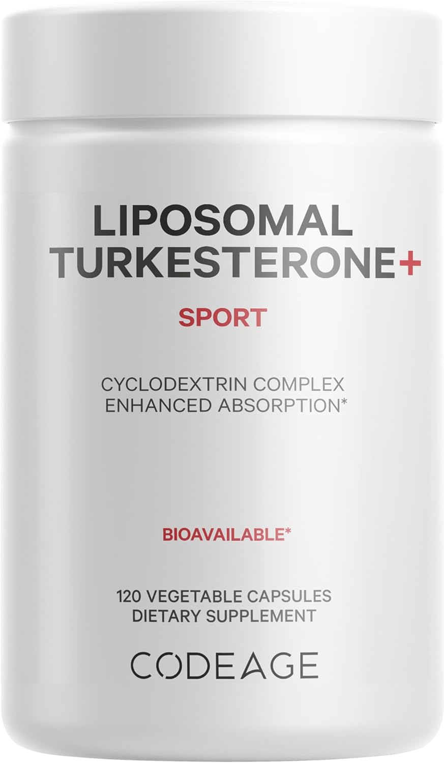 Codeage Turkesterone Supplement, 4-Month Supply, Hydroxypropyl-?-Cyclodextrin, Liposomal Delivery, Sports, Pre & Post-Workouts, Ajuga Turkestanica, Vegan, Gluten-Free, Non-Gmo - 120 Capsules