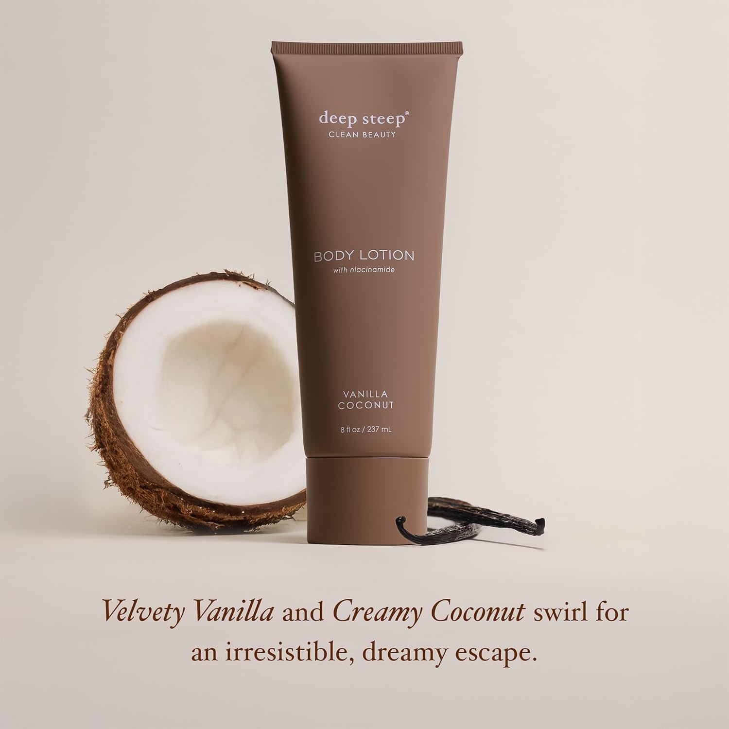 Deep Steep Body Lotion, Vanilla Coconut, 8 Oz – Moisturizer With Coconut Oil, Shea Butter, Argan Oil, Aloe Vera & Niacinamide – Vegan, Clean Beauty, Daily Skin Hydration : Beauty & Personal Care