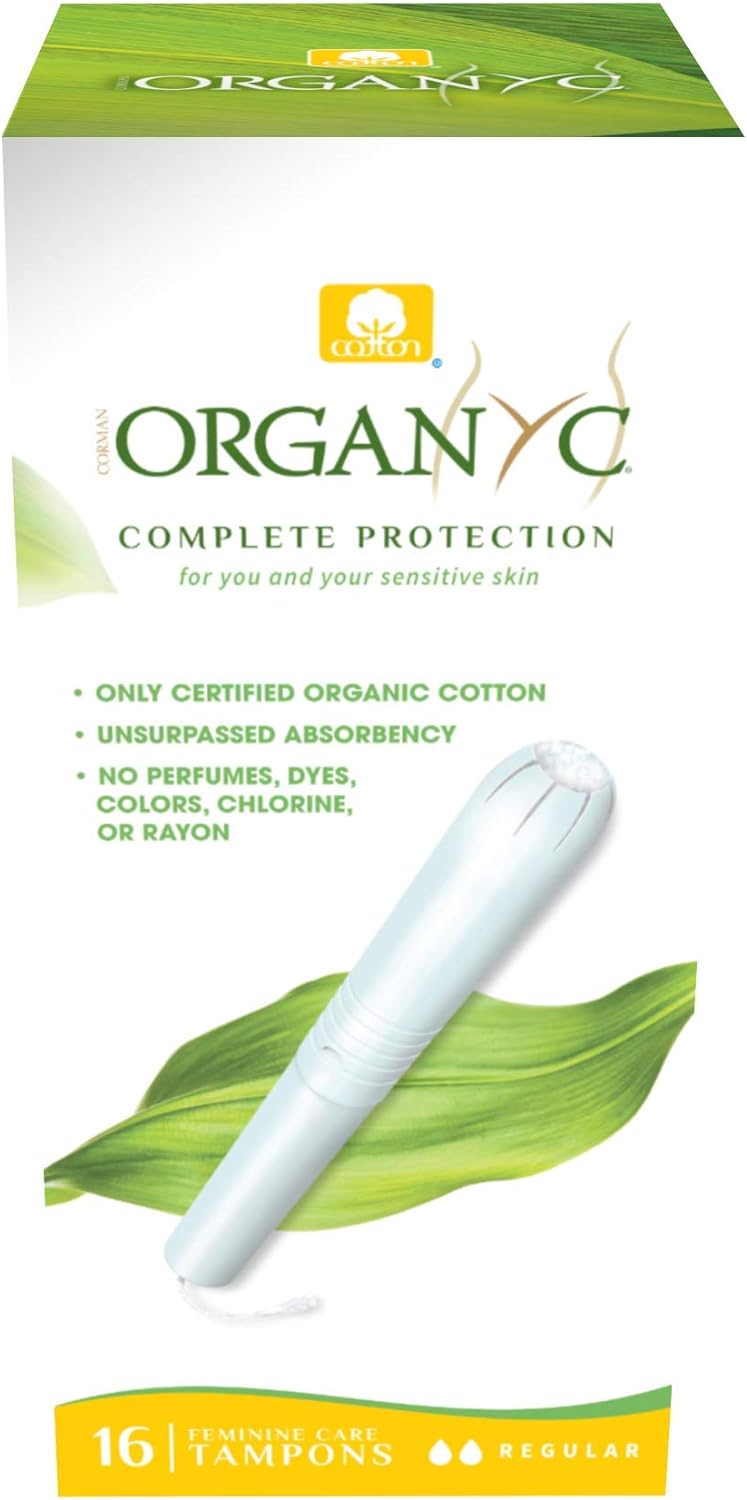 ORGANYC Hypoallergenic 100% Organic Cotton Internal Tampons with Applicator, REGULAR, 16-count Boxes (Pack of 2)