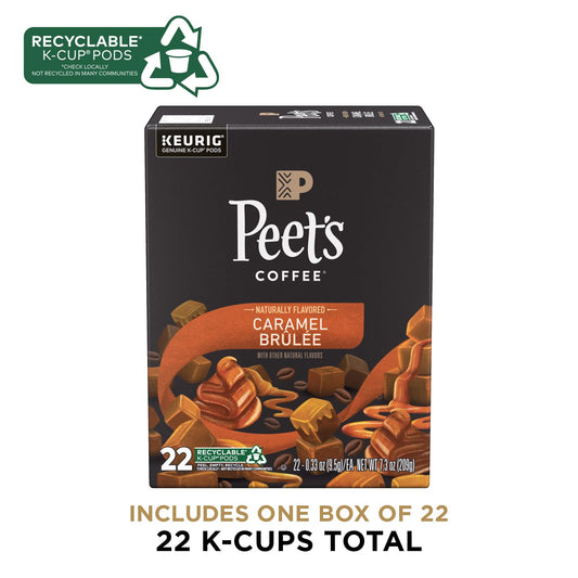 Peet's Coffee Flavored K-Cup Pods, Caramel Brûlée (22 Count) Single Serve Pods Compatible with Keurig Brewers
