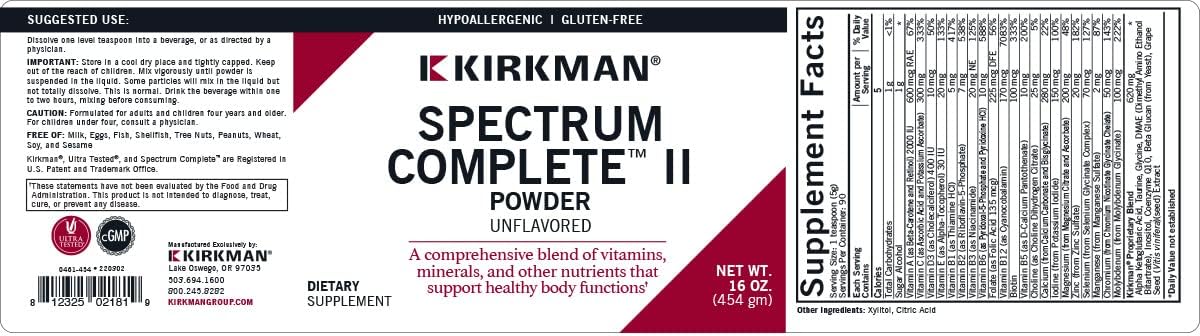 Kirkman Spectrum Complete II Powder - Hypoallergenic - 454 gm/16 oz : Health & Household