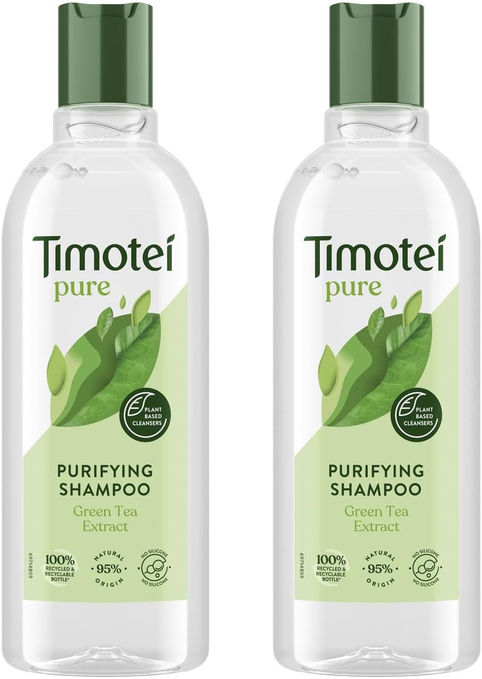 Timotei Shampoo, Conditioner Or Mask Silicon-Free Made From Natural Herbal Ingredients And Plant Based Detanglers Suitable For All Types Of Hair 300Ml, 2 Pack (Purifying Shampoo)