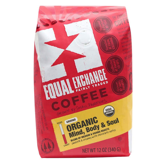 Equal Exchange Organic Coffee, Mind Body Soul, Ground, Bags