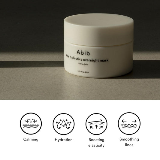 Abib Rice Probiotics Overnight Mask Barrier Jelly 2.71 Fl Oz I Intensive Hydrating Nourishing For Skin Barrier, Bouncy Skin Texture, Less Stress