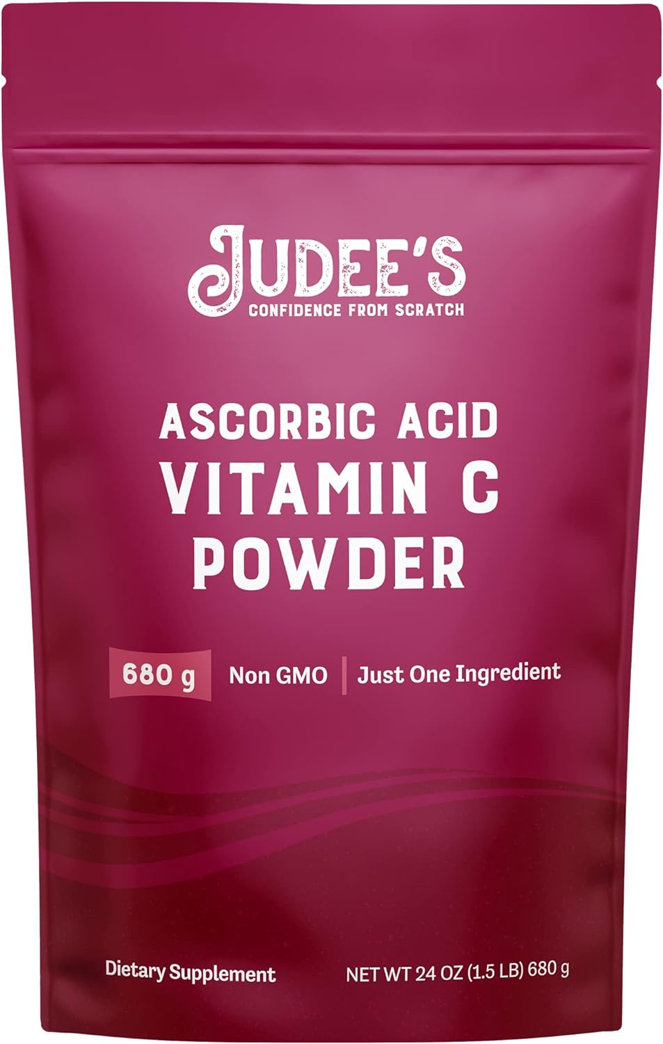 Judee?s Pure Vitamin C Powder 1.5lb (24oz) - 100% Non-GMO, Gluten-Free and Nut-Free - (L - Ascorbic Acid) - Immune Support & Antioxidant Supplement - No Fillers - for Cosmetics and Preserving Foods