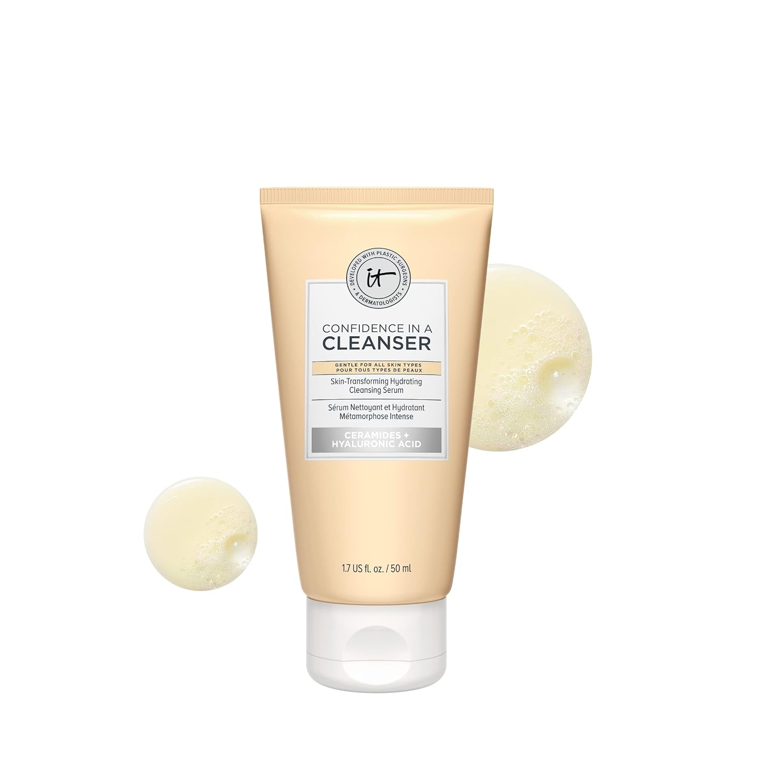 It Cosmetics Confidence In A Cleanser - Hydrating Face Wash With Hyaluronic Acid & Ceramides - Supports Skin Barrier - Removes Makeup, Oil, And Spf - All Skin Types