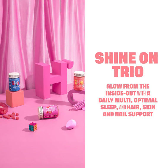 Health by Habit Shine On Kit - Hair, Skin & Nails Gummies, Sleep Easy Gummies & Women's Multi Gummies - Supports General Health, Wellness, Shiny Hair, Radiant Skin, Strong Nails, Deep Sleep, Melatonin