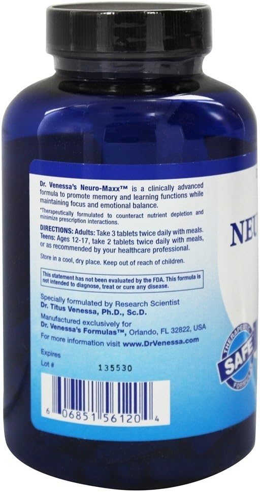 Dr. Venessa'S Formulas Neuro-Maxx Tablets, 120 Count : Beauty & Personal Care