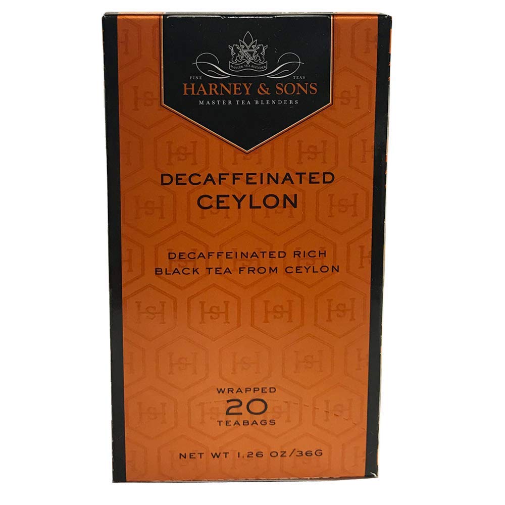 Harney & Sons Black Tea, Decaffeinated Ceylon, 20 Tea Bags, 1.26 Oz./36 Grams