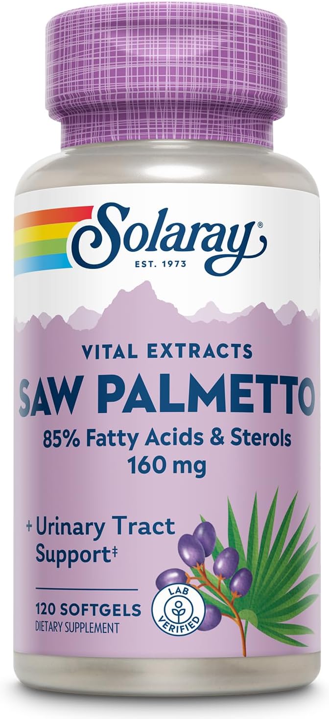 Solaray Saw Palmetto Extract - Prostate Health And Urinary Tract Support - 136 Mg Fatty Acids And Sterols - Lab Verified, 60-Day Money-Back Guarantee (120 Servings, 120 Softgels)