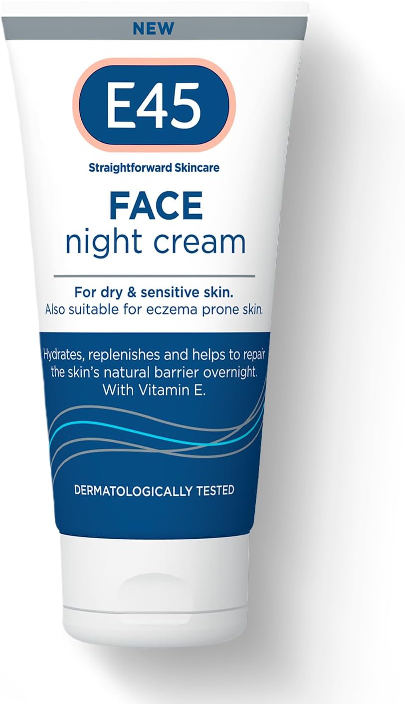 E45 Face Night Cream - Nourishing Night Moisturiser to Restore Skin Barrier – For Sensitive Skin & Eczema Prone Skin - Regenerative & Firming Night Cream - Perfume Free - Dermatologist Approved - 50ml