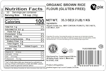 Yupik Organic Gluten-Free Rice Flour, Brown, 2.2 lb, Non-GMO, Vegan, Gluten-Free