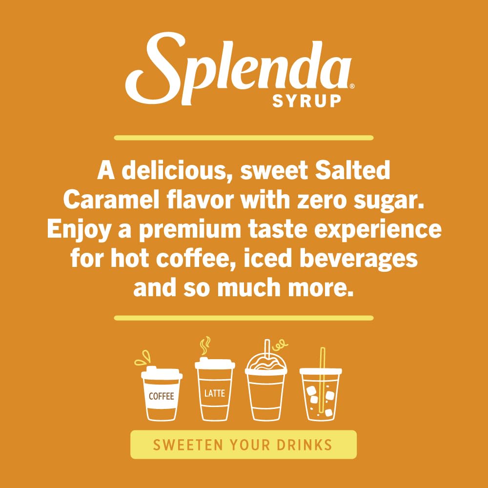 Splenda Coffee Syrup, Salted Caramel, Sugar Free, Flavored Liquid Syrups For Drinks, 750 Ml Bottle