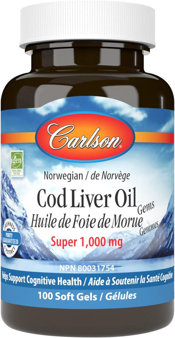Carlson - Cod Liver Oil, Super 1000 mg + Vitamins A & D3, Wild Norwegi
