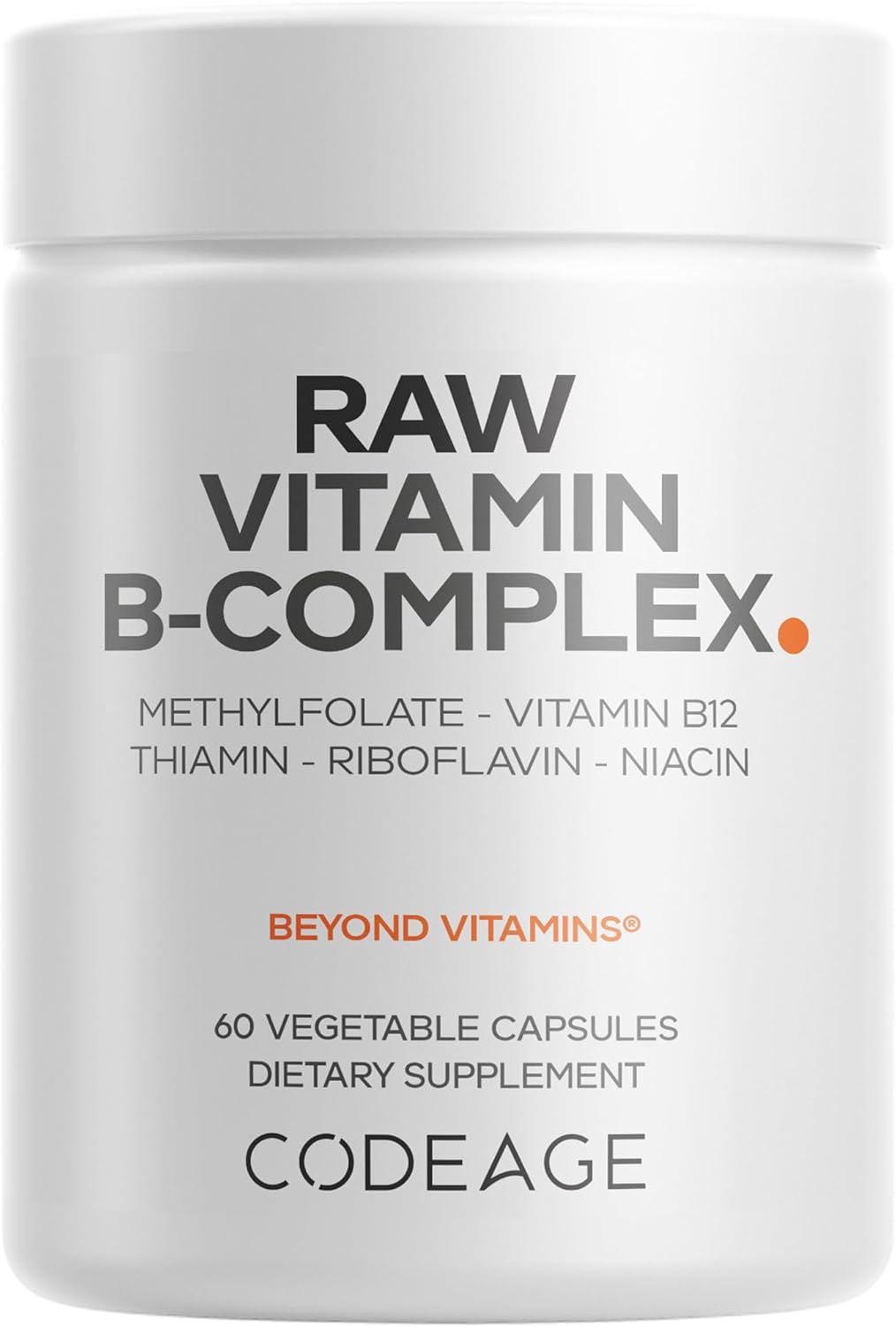 Codeage Raw Vitamin B-Complex Supplement - Essential B Vitamins With Probiotics, Digestive Enzymes, Fruits & Vegetables - 2-Month Supply - Methylfolate - Biotin - Vitamin B12 - Non-Gmo - 60 Capsules