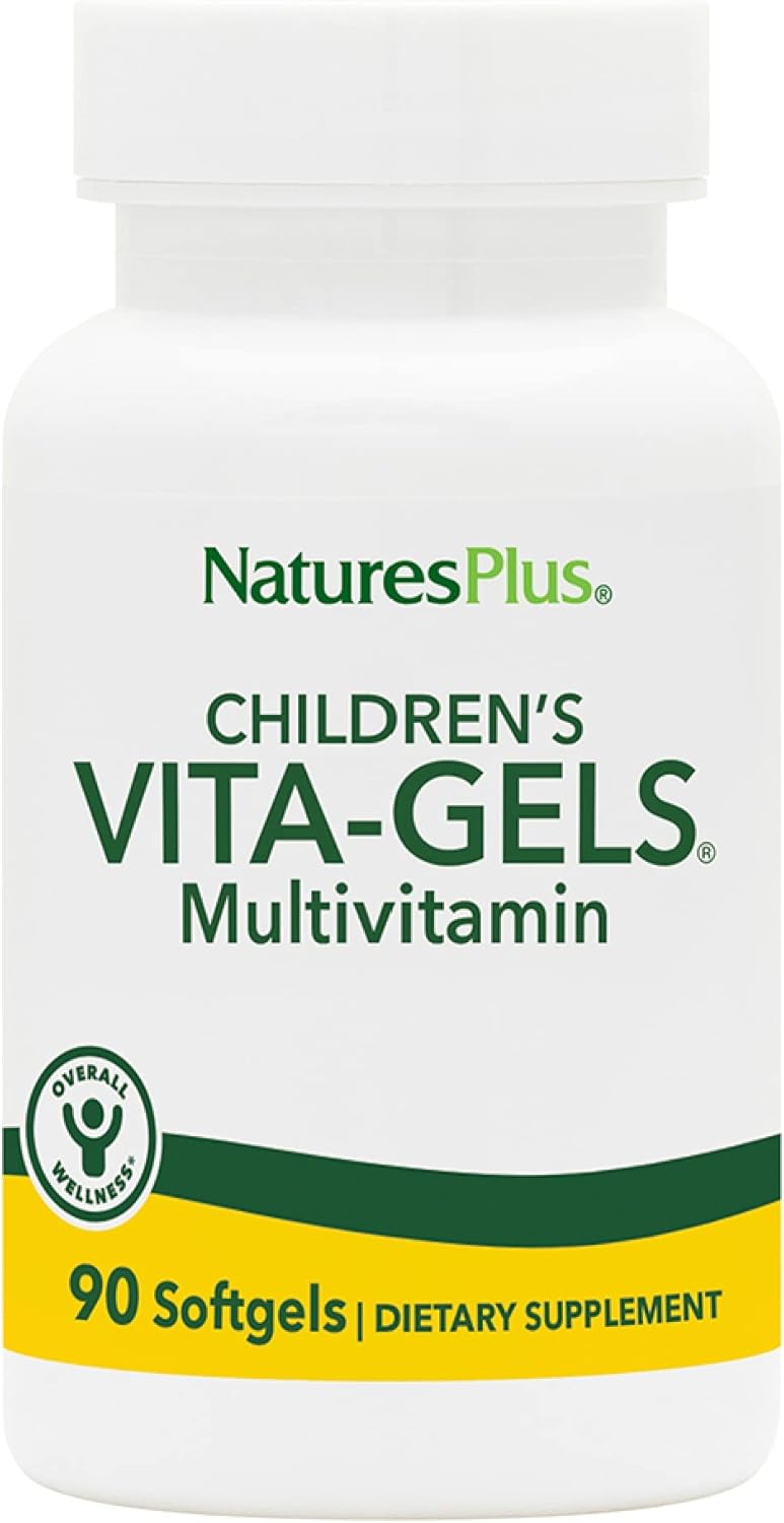 Natures Plus Childrens Vita-Gels - 90 Easy To Swallow Softgels - Natural Orange Flavor - Childrens Multivitamin & Mineral Supplement For Health, Energy - Gluten-Free - 90 Servings