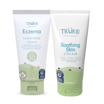 TruKid NEA-Accepted Eczema Relief Bundle | Skin Cream and Sunscreen | All Natural Ingredients, Unscented, Hydrates, Moisturizes and Protects Irritated & Sensitive Skin | Two Products