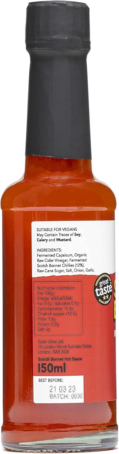 Eaten Alive - Scotch Bonnet Fermented Hot Sauce (150Ml) Vegan & Made In The Uk - Award Winning