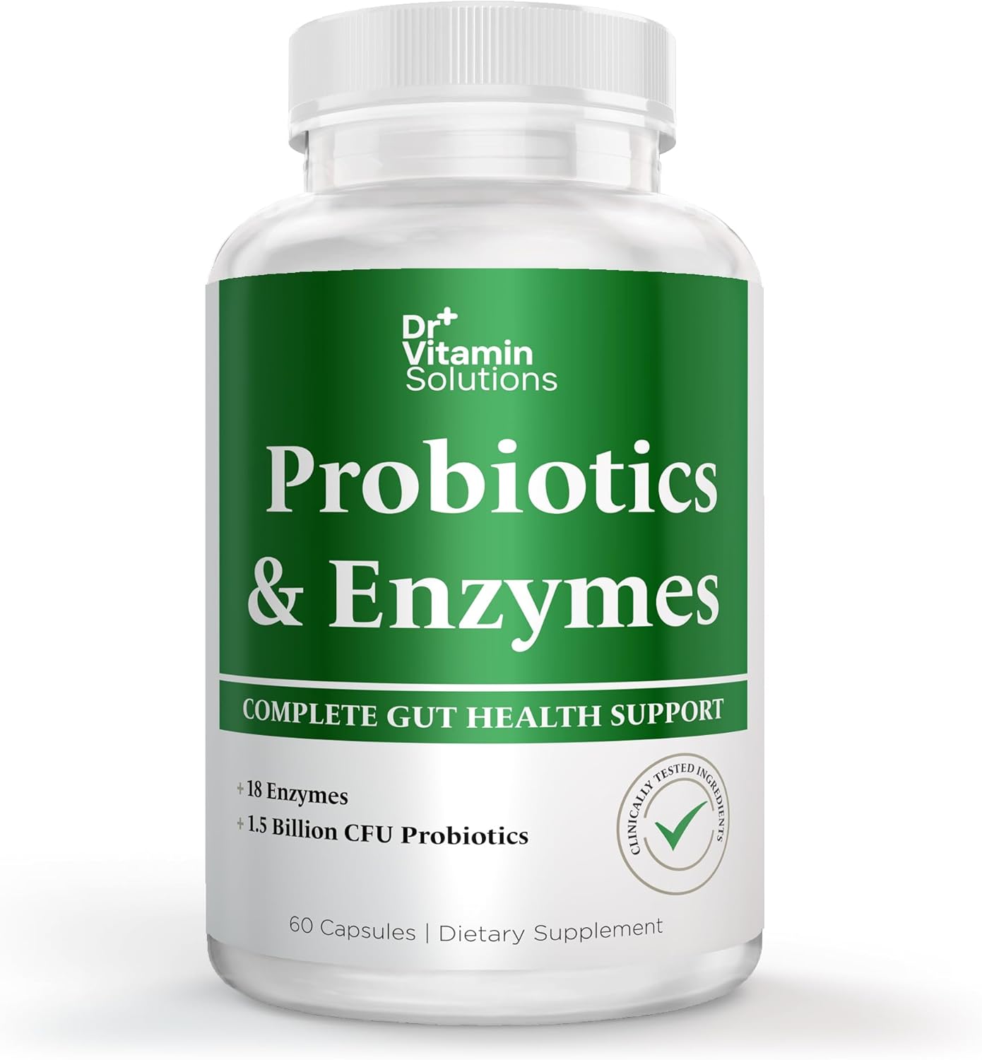 Probiotics And Multi Enzymes With Prebiotics For Digestive Health & Bloating Relief For Women & Men - Dr Vitamin Daily Enzymes & Probiotics For Gut & Digestion – 60 Caps (1 Bottle, 60 Capsules)