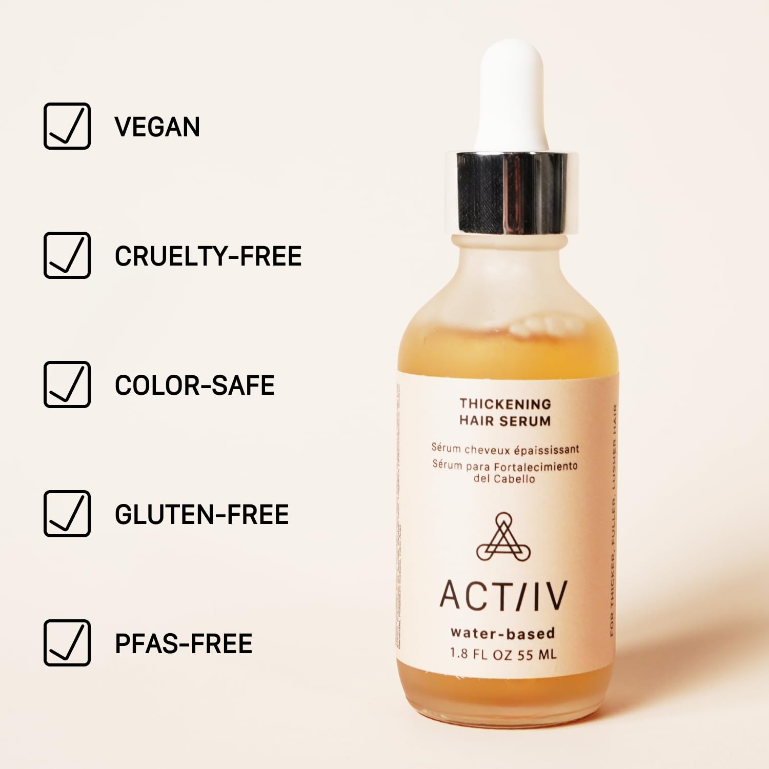 Actiiv Thickening Hair Serum - Water Based | Supports The Appearance Of Thicker, Fuller-Looking Hair, Lightweight Water-Based Formula, Non-Greasy, All Hair Types, 1.8 Oz : Beauty & Personal Care