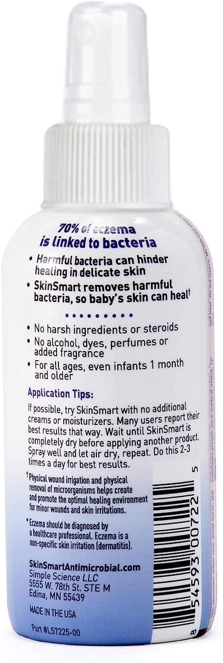 Skinsmart Eczema Spray For Babies And Toddlers, Removes Bacteria So Skin Can Heal, 4 Ounce Spray (Pack Of 2) Safe For Delicate And Raw Skin