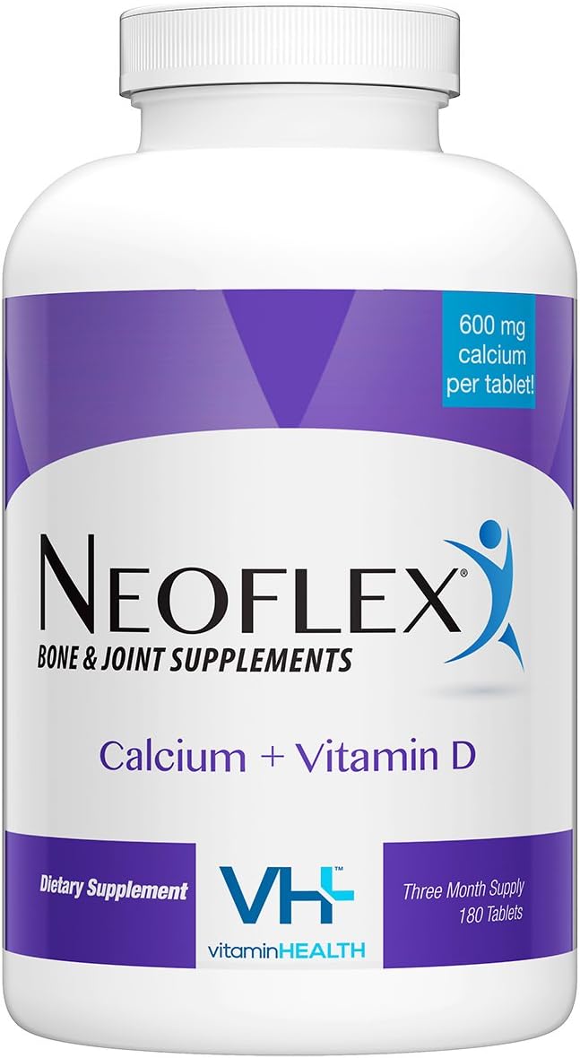 Neoflex Calcium + Vitamin D Dietary Supplement, Bone & Joint Health Supplement, 180 Capsules