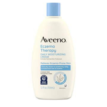 Aveeno Eczema Therapy Daily Moisturizing Cream For Sensitive Skin, Soothing Eczema Relief Cream For Itchy, Dry Skin, Fragrance-Free Itch Cream, 12 Fl Oz