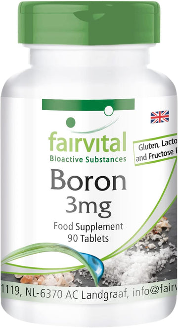 Fairvital | Boron 3mg - BULK PACK for 3 months - VEGAN - 90 tablets - trace element from sodium tetraborate