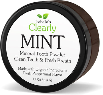 Isabella'S Clearly Mint Remineralizing Tooth Powder - Natural Fluoride Free Toothpaste For Adults, Teeth Whitening, Xylitol, Baking Soda, Clay, Calcium
