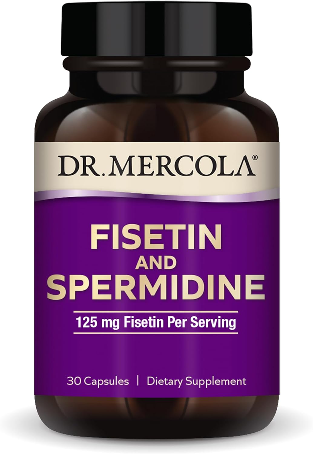 Dr. Mercola Fisetin and Spermidine, 30 Servings (30 Capsules), Dietary Supplement, Supports Brain and Cognitive Function, Non-GMO