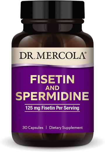 Dr. Mercola Fisetin and Spermidine, 30 Servings (30 Capsules), Dietary Supplement, Supports Brain and Cognitive Function, Non-GMO