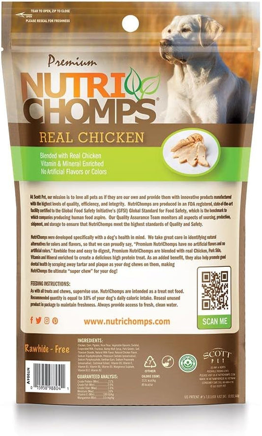 Nutrichomps Dog Chews, 2.5-Inch Knots, Easy To Digest, Long Lasting, Rawhide-Free Dog Treats, 8 Count, Real Chicken Flavor