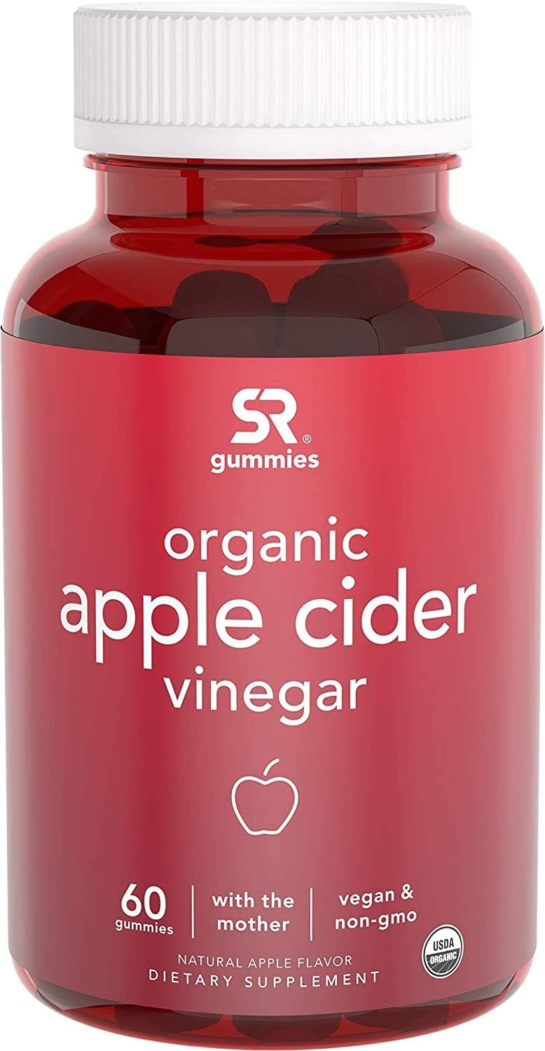 Sports Research Organic Apple Cider Vinegar Gummies with The Mother - USDA Organic, Vegan Certified & Non-GMO Verified (60 Vegan Gummies)