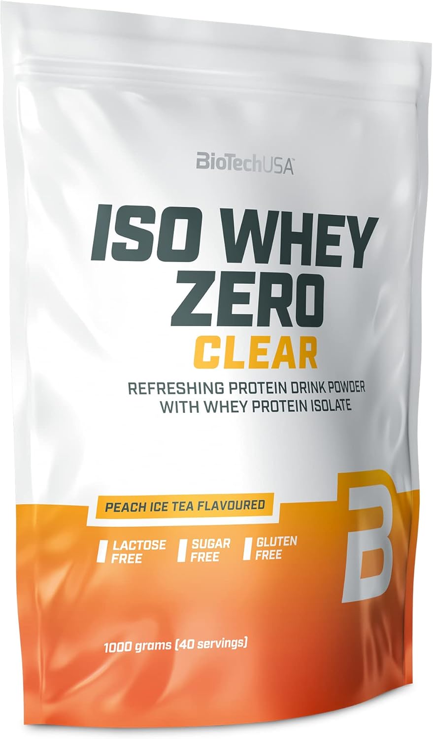 Biotechusa Iso Whey Zero Clear Drink Powder, Refreshing, Sugar-Free, Lactose-Free, Gluten-Free, 5 Fruity Flavors, 88 Kcal, 21G Protein, Bcaas, 500 G, Red Berry