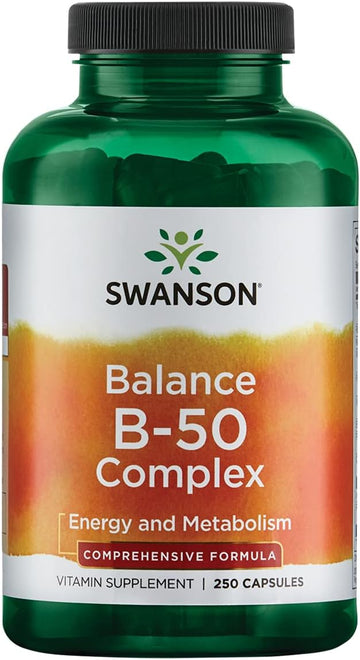 Swanson B-50 B-Complex - High-Potency B Vitamin Complex For Immune, Heart, And Nervous System Support - 250 Capsules