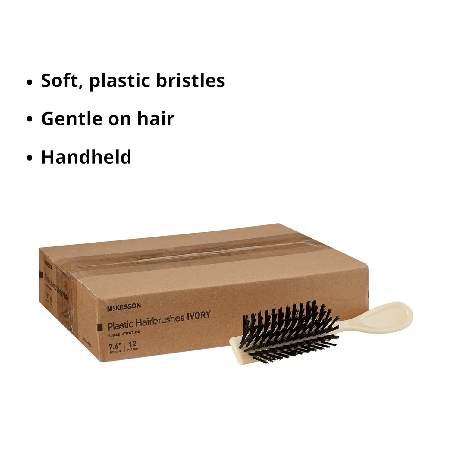 McKesson Adult Hairbrush Latex Free - Box of 12 - Model 16-hb01