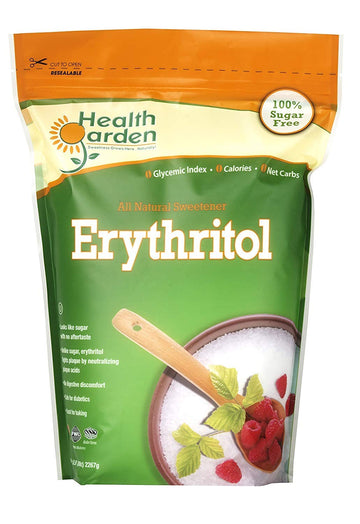 Health Garden Erythritol Sugar Free Sweetener - All Natural - Non Gmo - Kosher- Keto Friendly (5 Lbs)