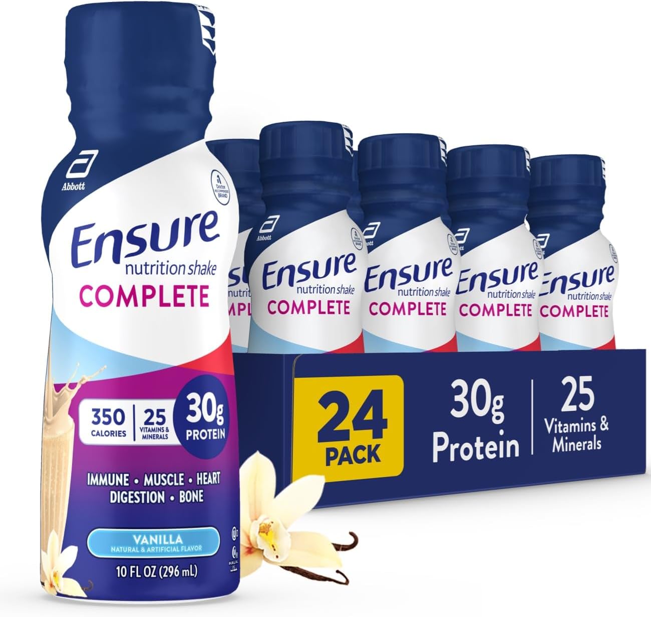 Ensure COMPLETE Nutrition Shake with 30g Protein, Immune Health Nutrients, Chocolate and Vanilla Flavors, Pack of 24 (10 fl oz) : Health & Household