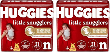 Huggies Little Snugglers Baby Diapers, Size Newborn (Up To 10 Lbs), 31 Ct, Newborn Diapers (Pack Of 2)