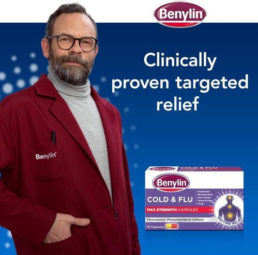 Benylin Cold & Flu Max Strength Capsules, 16 Each